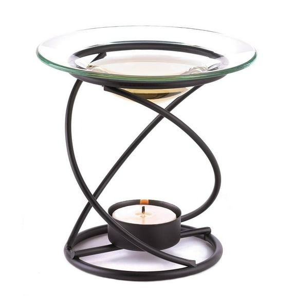 Home Decorative Spiral Metal and glass Oil Warmer - Black