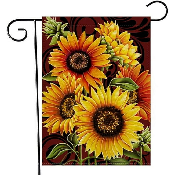 Artofy Home Decorative Sunflowers Garden Flag, Summer Fall House Yard Outdoor Welcome Decor Autumn Vintage Outside Flower Decoration Sign, Farmhouse Seasonal Small Burlap Flag Double Sided 12 x 18