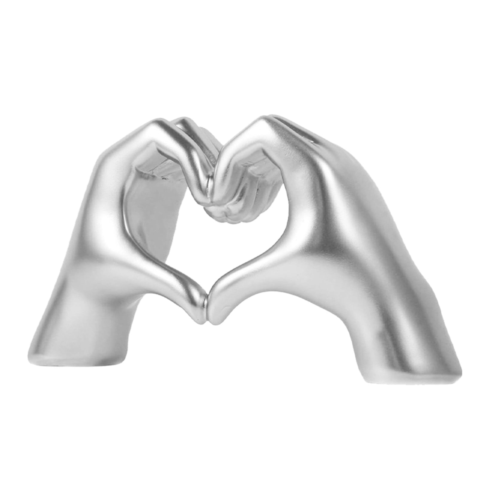 Home Decorative Surprise Gift Heart Hands Sculpture Decor For Bedroom Living Room Bookshelf Table Modern Love Heart Hands Statues Boho Home Decor Accessories, Silvery