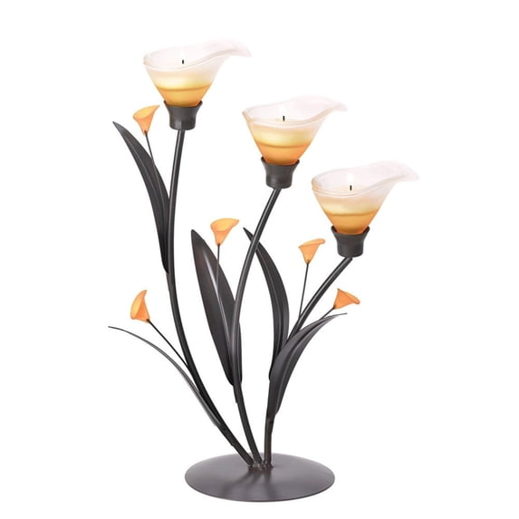 Home Decorative Three-Blossom Amber Lily Candle Holder