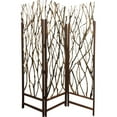 thumbnail image 1 of 3 Panel Contemporary Foldable Wood Screen with Tree Branches, Brown- Saltoro Sherpi, 1 of 5