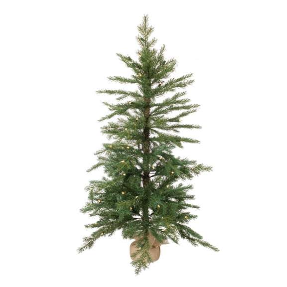 Melrose 4 Pre-Lit Pine Artificial Christmas Tree in Burlap Base