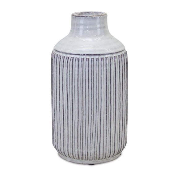 Melrose Ribbed Planter Vase - 10" - White
