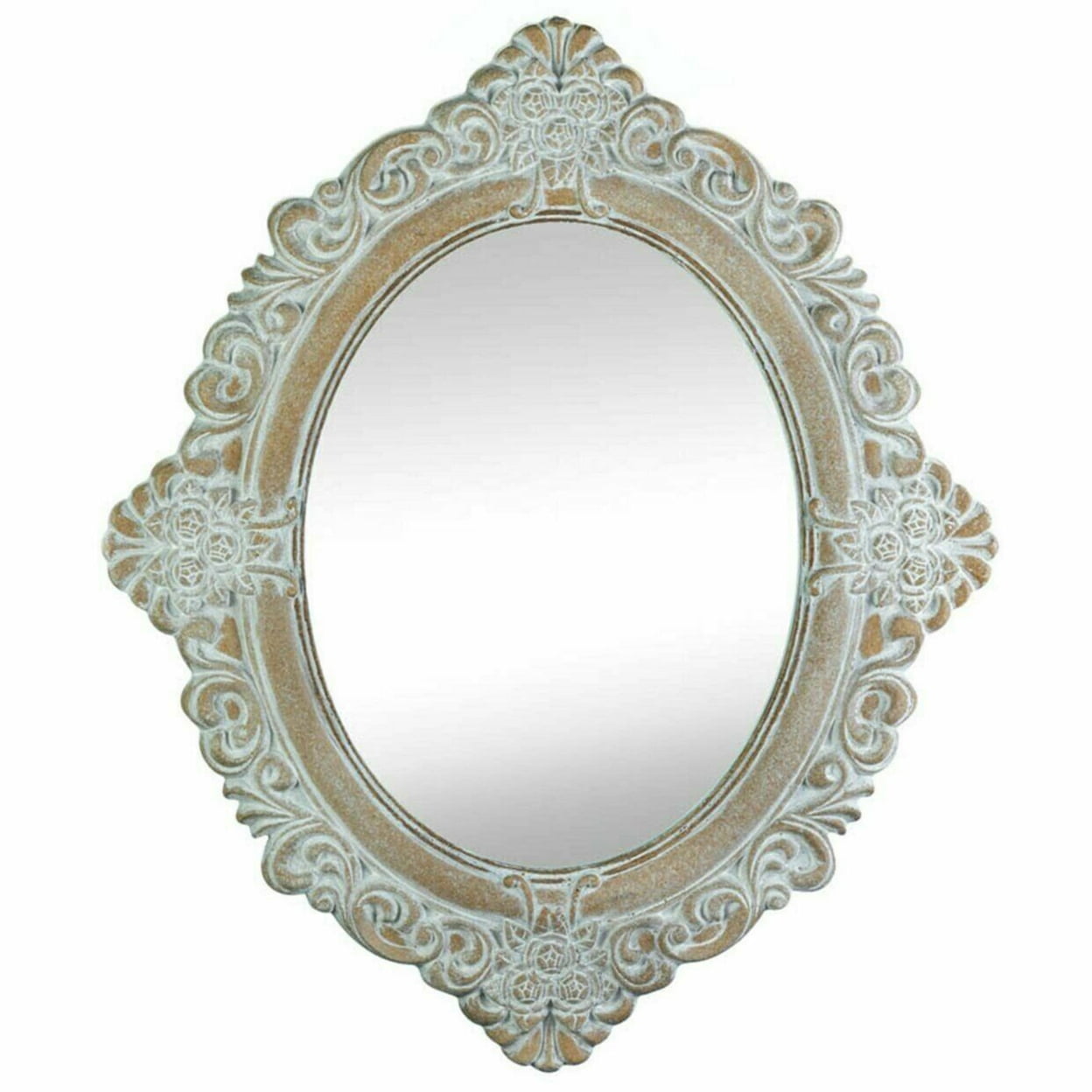 Elegant Amelia Taupe Oval Wood Wall Mirror, 20"x24"