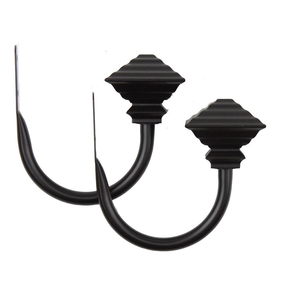 Home Decorative Window Accessories Quad Finial Holdback Pair Black