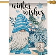 thumbnail image 1 of Home Decorative Winter Wishes Gnome House Flag, Garden Yard Owl Snowman Coffee Book Stars Pine Trees Outside Blue Decoration, Christmas Holiday Outdoor Large Burlap Decor Double Sided 28 x 40, 1 of 6