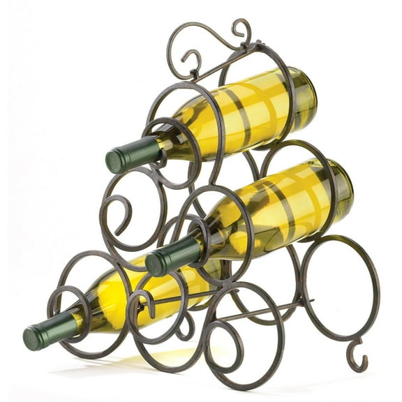 Home Decorative Wrought Iron Scroll Wine Rack - Black