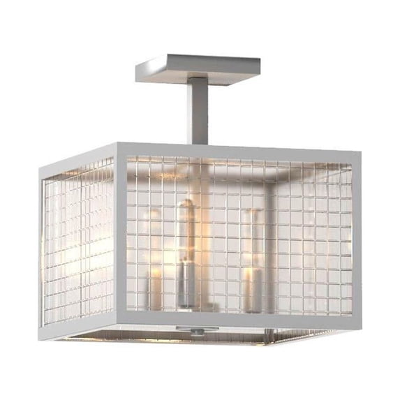 Home Decorators Collection 3-Light Brushed Nickel Semi-Flush Mount Light with Etched Clear Glass Shades