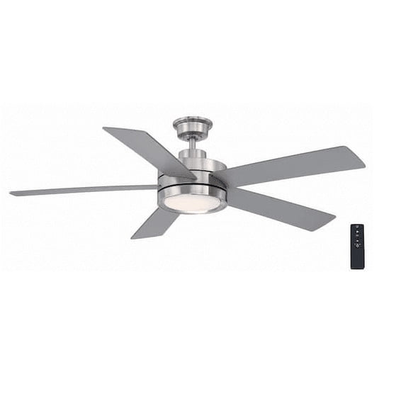 Home Decorators Baxtan 56"LED Indoor Brushed Nickel Ceiling Fan w/Light & Remote