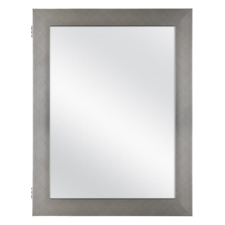 20 in. x 26 in. Recessed or Surface Mount Framed Medicine Cabinet in Pewter