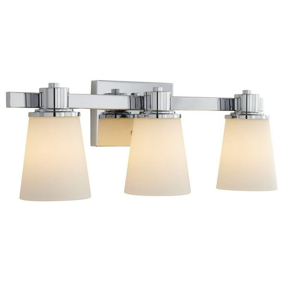 Home Decorators Collection 3-Light Chrome Bath Vanity Light with Bell Shape Etched White Glass
