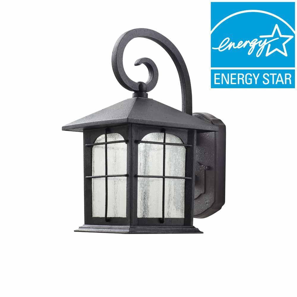 Home Decorators Collection Brimfield 12.75 in. Aged Iron LED Outdoor Wall  Lantern with Clear Seedy Glass Shade - Walmart.com, image size:1000x1000