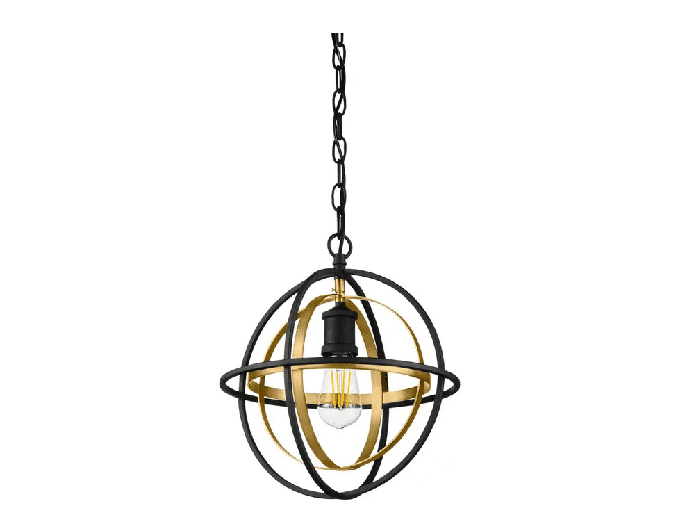 Home Decorators Collection Barton Bay 1-Light Coal and Honey Gold Globe Mini Pendant Hanging Light, Kitchen Pendant Lighting