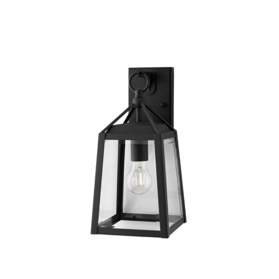 Home Decorators Collection Blakeley 14.88 in. Transitional 1-Light Black Outdoor Wall Light Fixture with Clear Beveled Glass