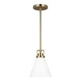thumbnail image 1 of Home Decorators Collection Clermont 1-Light Satin Brass Shaded Pendant Light with Milk Glass Shade, 1 of 2