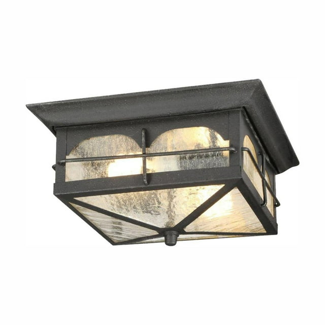 Home Decorators Collection Flushmount 2-Light Outdoor Aged Iron Lantern