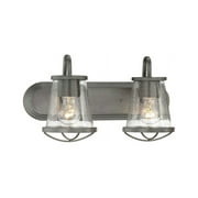 Home Decorators Collection Georgina 18 in. 2-Light Weathered Iron Industrial Bathroom Vanity Light with Clear Seeded Glass Shades