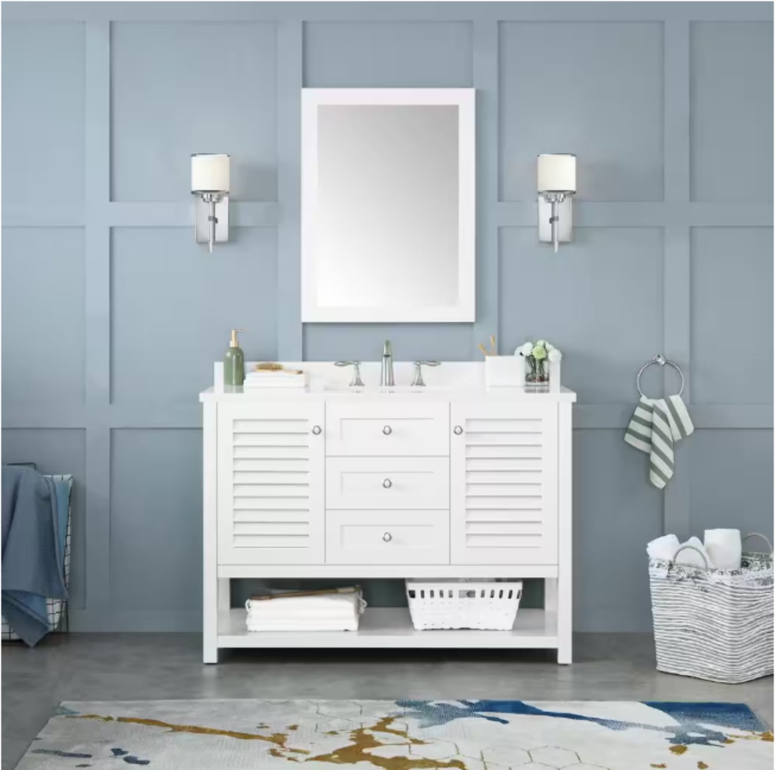 Home Decorators Collection Grace 24 in. W x 32 in. H Rectangular Framed  Wall Mount Bathroom Vanity Mirror in White - Walmart.com, image size:1509x1500