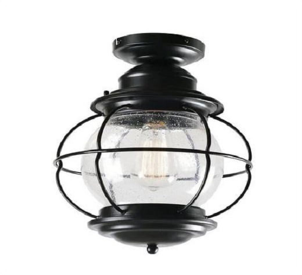 Home Decorators Collection Greer 1Light Black Outdoor SemiFlush Mount