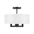 thumbnail image 1 of Home Decorators Collection Hiddenbrook 15 in. 3-Light Matte Black Semi-Flush Mount with White Fabric Shade, 1 of 5