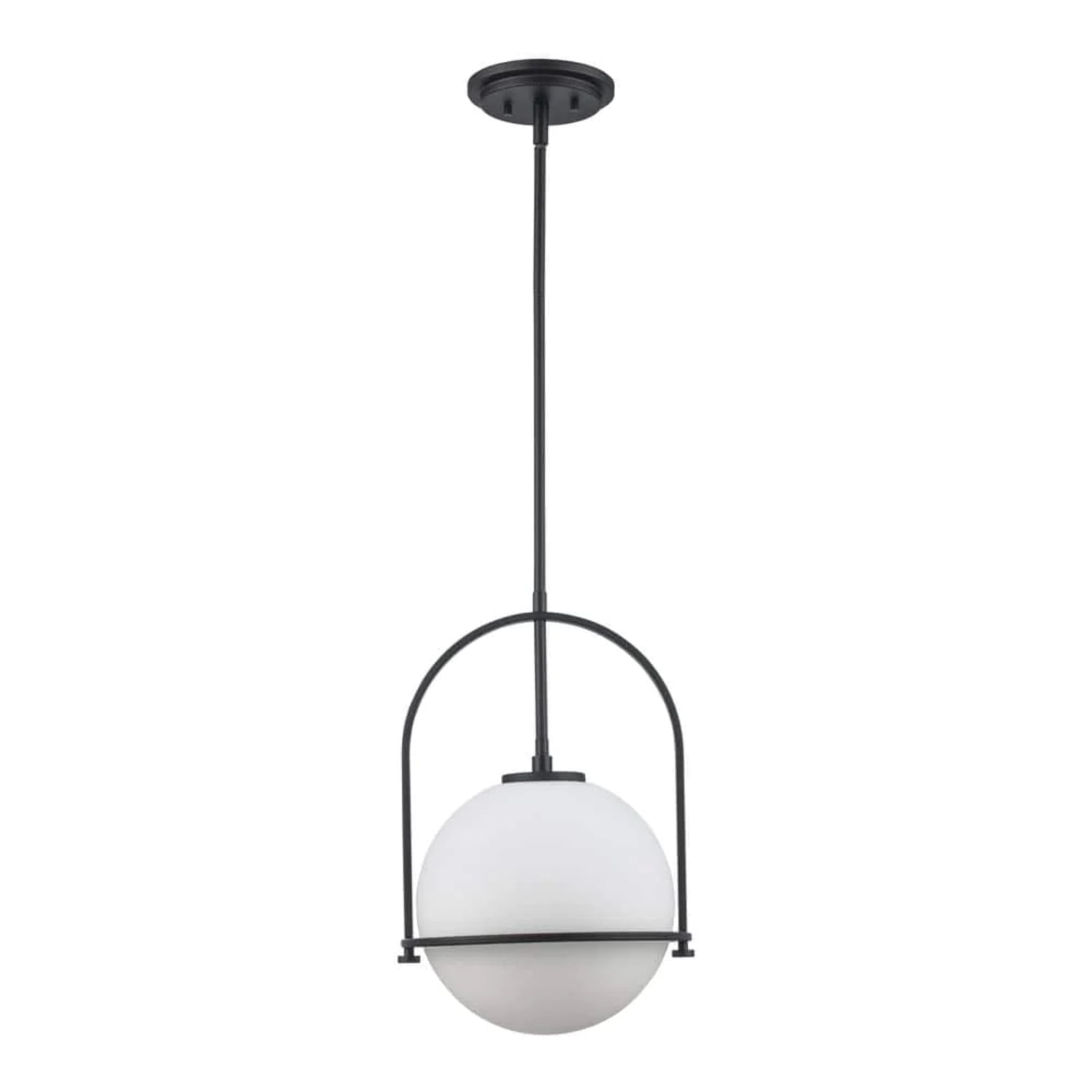 Matte Black Metal Pendant Light with Frosted Glass Globe Shade
