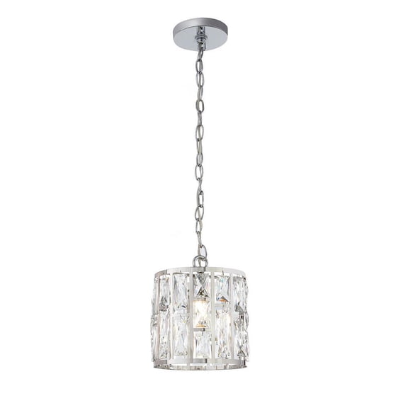 Home Decorators Kristella 1-Light Crystal and Chrome Pendant 30685-HBU - New