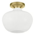 thumbnail image 1 of Home Decorators Collection Pompton 12 in. 1-Light Gold Semi-Flush Mount Ceiling Light Fixture with White Ribbed Glass, 1 of 10