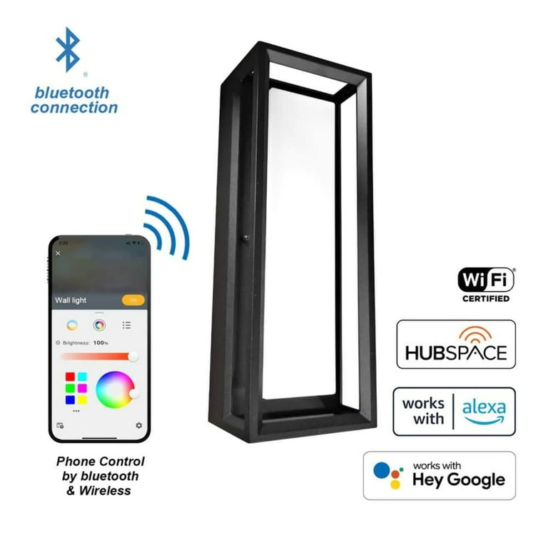 Home Decorators Rockwood Black Wall Lantern Sconce RGB Color Changing LED for Patio Exterior Powered by Hubspace Walmart