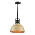 thumbnail image 1 of Home Decorators Collection Shelston 13 in. 1-Light Antique Gold and Black Farmhouse Pendant Light Fixture with Metal Shade, 1 of 5
