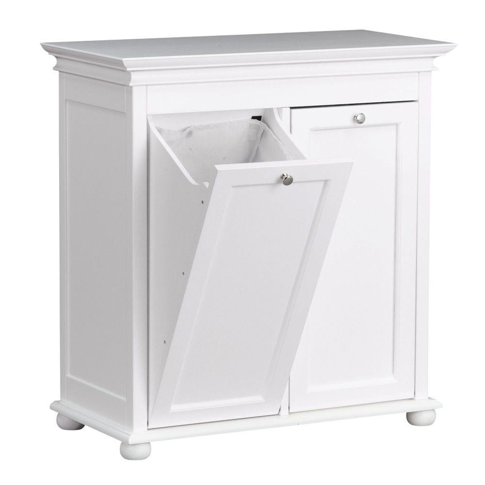 Hampton Harbor White Double Tilt-Out Hamper with MDF Frame