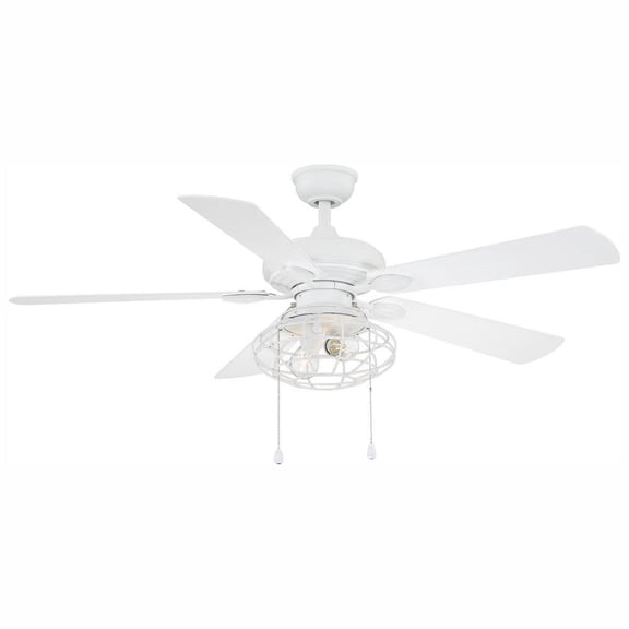 Home Decorators Ellard 52" LED Matte White Ceiling Fan w/ Light Kit - New