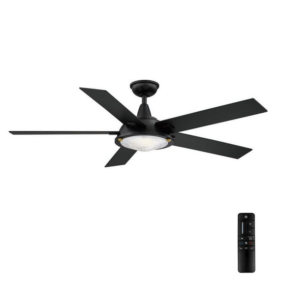 Home Decorators Merienda 56 in. LED Matte Black Ceiling Fan with Light