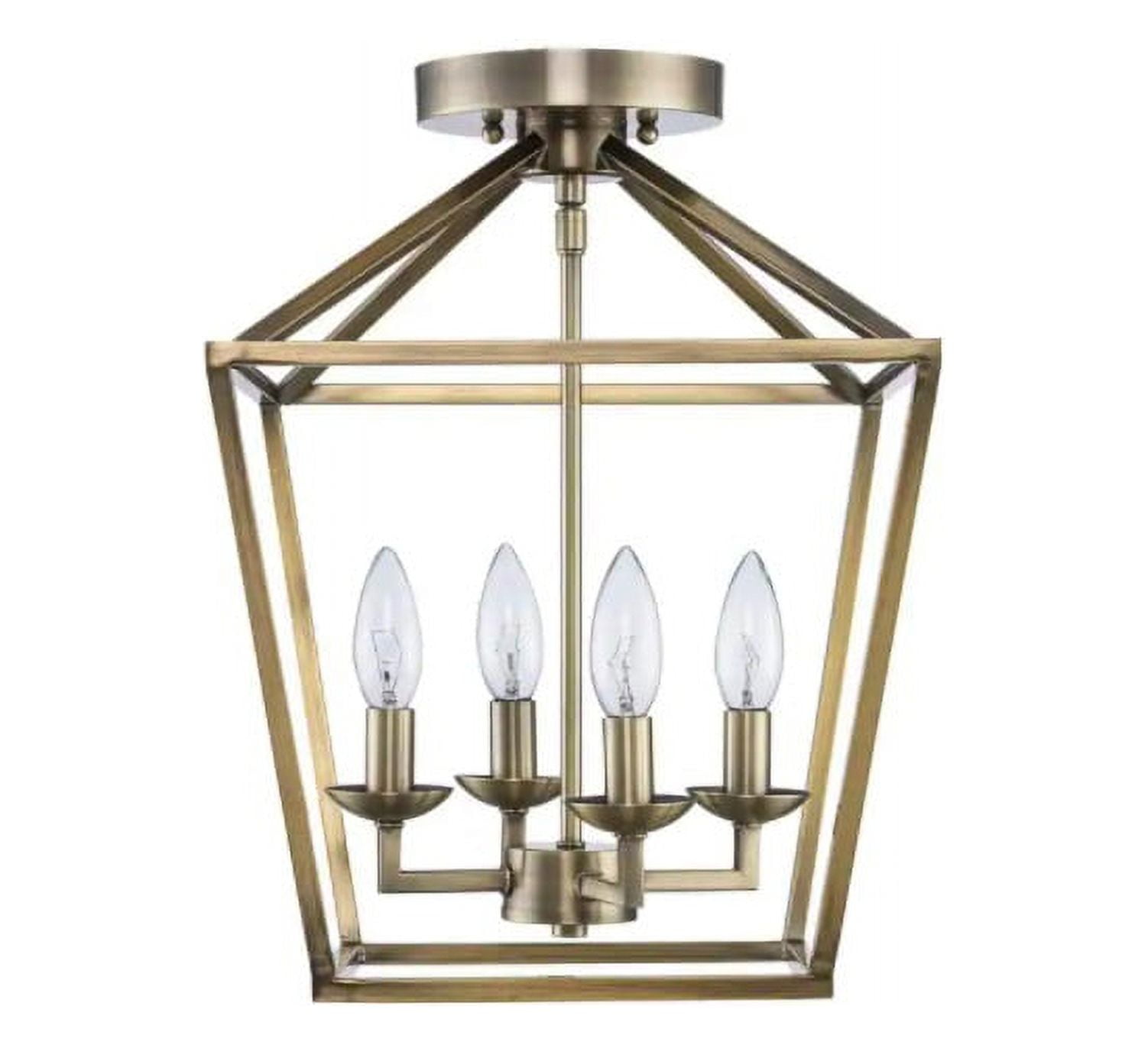 Home Decorators Weyburn 16.5" Brushed Brass Lantern Semi-Flush Mount