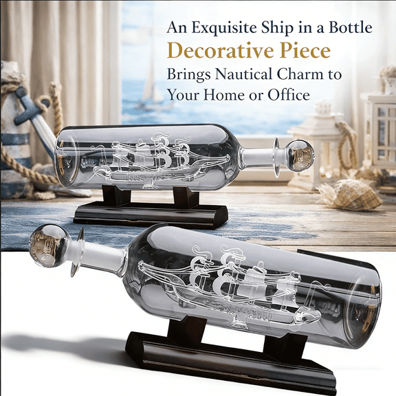 Home Decore Ship in A Bottle Glass Boat Wooden Home Room Decoration Vintage Decoration Accessories 9 in