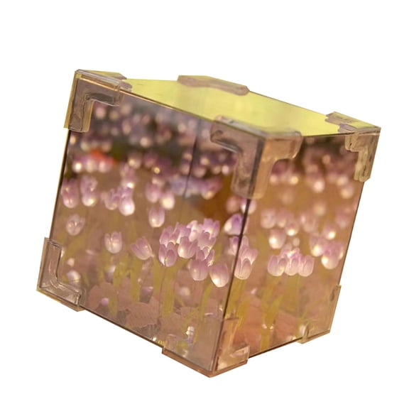 Home Decors Tulips Night Light Handmade Flower Cube Night Lamp and Mirrored 2 In 1 Easy Assembly Craft Projects