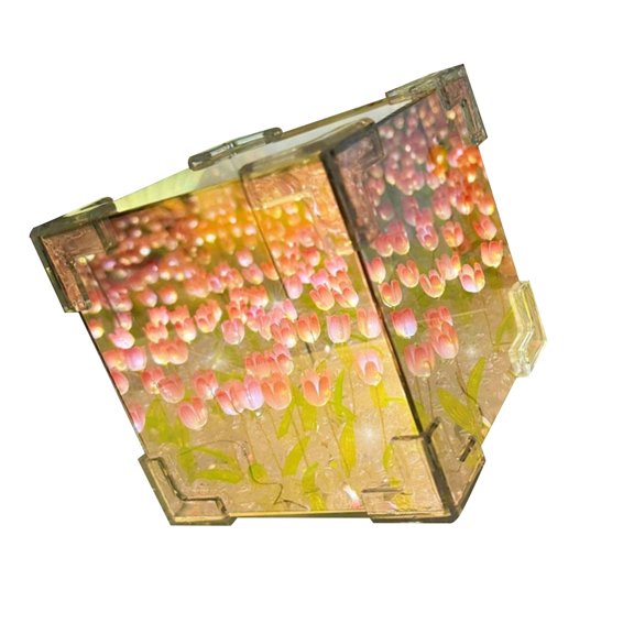Home Decors Tulips Night Light Handmade Flower Cube Night Lamp and Mirrored 2 In 1 Easy Assembly Craft Projects