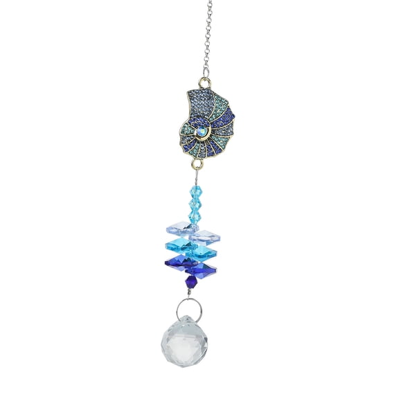Home Decors Windchime Marine Theme Rhinestones Crystal Jellyfish Suncatchers with Beads Tassels for Indoor Outdoor Use