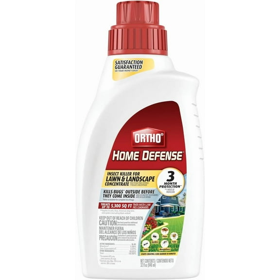 Home Defense Insect Killer for Lawn & Landscape Concentrate - Treats up to 5,300 sq. ft., For Ants, Ticks, Mosquitoes, Fleas & Spiders, Starts Working Within Minutes, 32 oz.