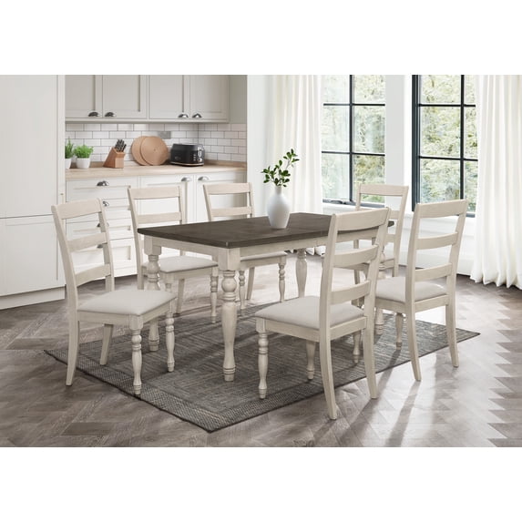Home Design Savannah Dining Chair (Set of 6), Antique Gray, Ladder-back design, Padded seat, Turned front legs, Comfortable seating, Modern style, Durable construction