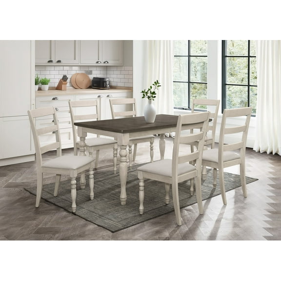 Home Design Savannah 5-Piece Dining Set with Rectangular Table and Ladder-Back Cushioned Chairs, Two-Tone Finish, Modern Style, Durable Construction, Antique Gray/Taupe