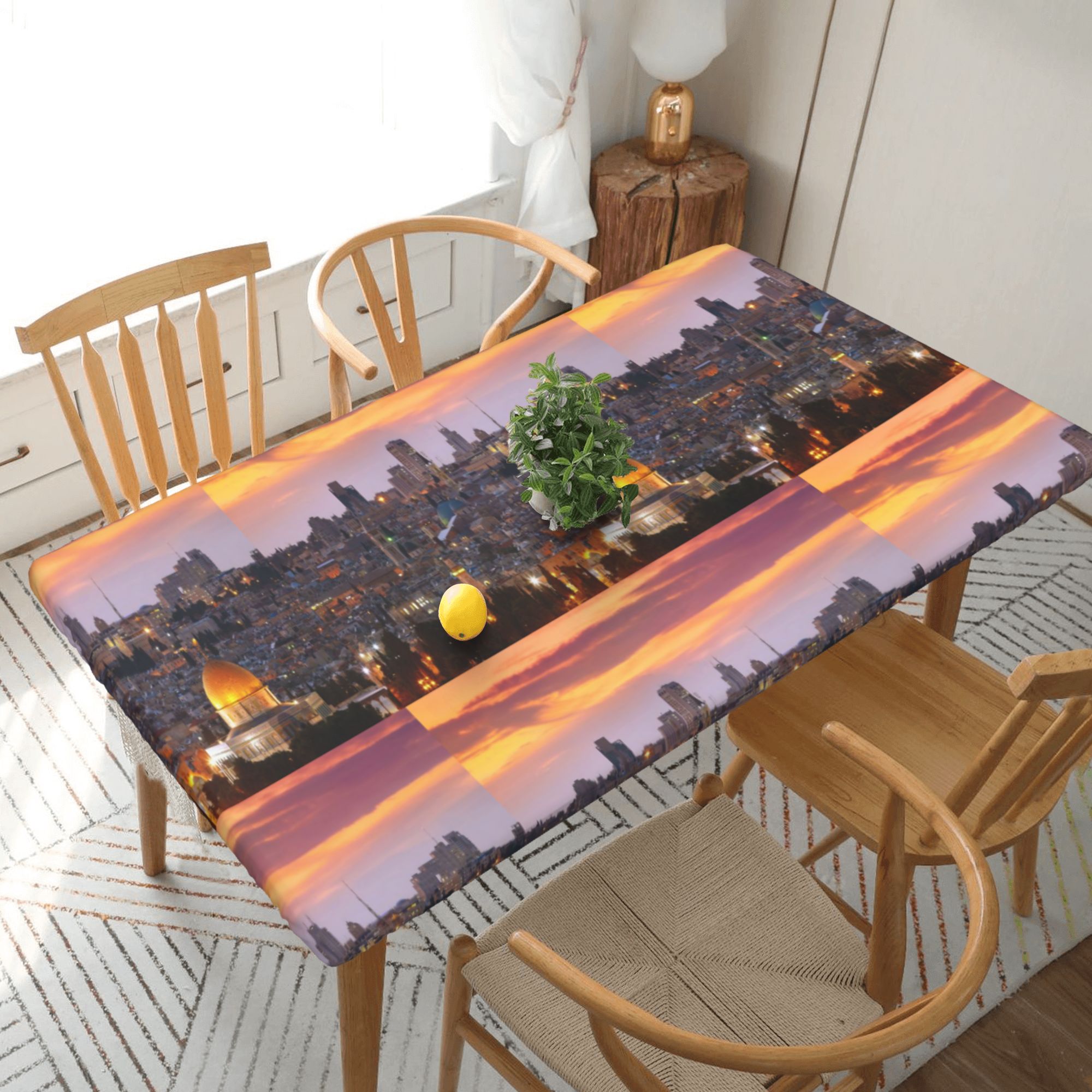 Home Deluxe Tablecloth City Center Israel Twilight View Waterproof