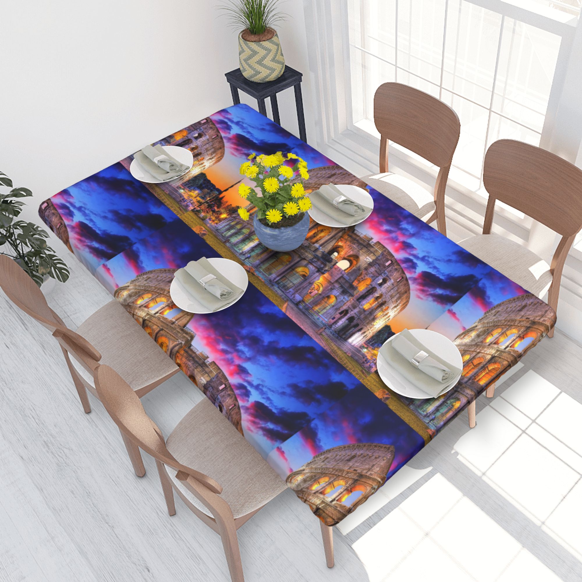 Home Deluxe Tablecloth Colosseum Rome Italy Night Landscape Waterproof