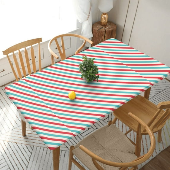 Home Deluxe Tablecloth Pink Heart Background Waterproof Elastic Rim Edged Table Cover- For Christmas, Parties And Picnics 5ft
