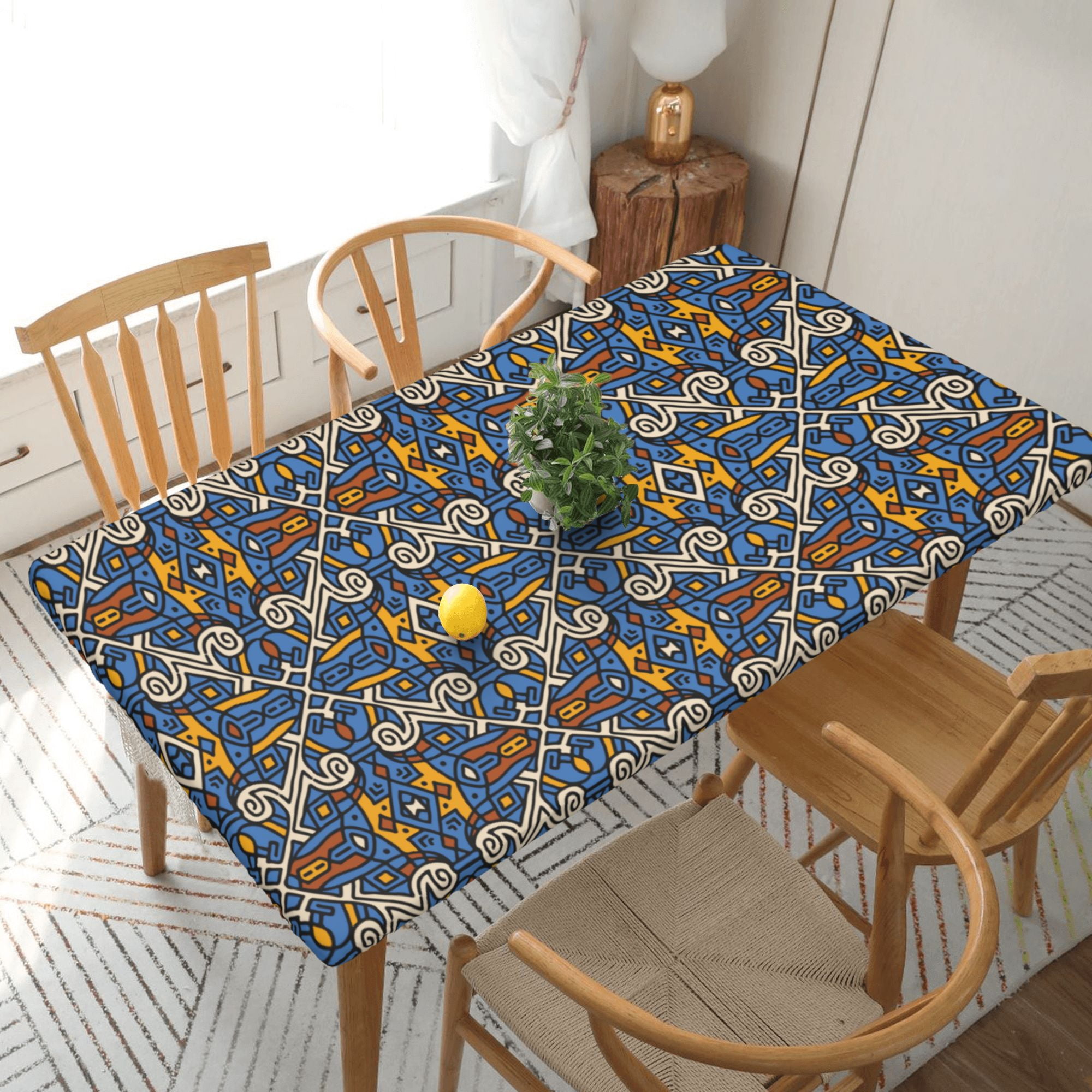 Home Deluxe Tablecloth Practice Pattern Waterproof Elastic Rim Edged ...