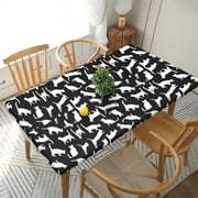 Home Deluxe Tablecloth Telio Monaco Stretch Ity Knit Cat Print Waterproof Elastic Rim Edged Table Cover- For Christmas, Parties And Picnics 5ft