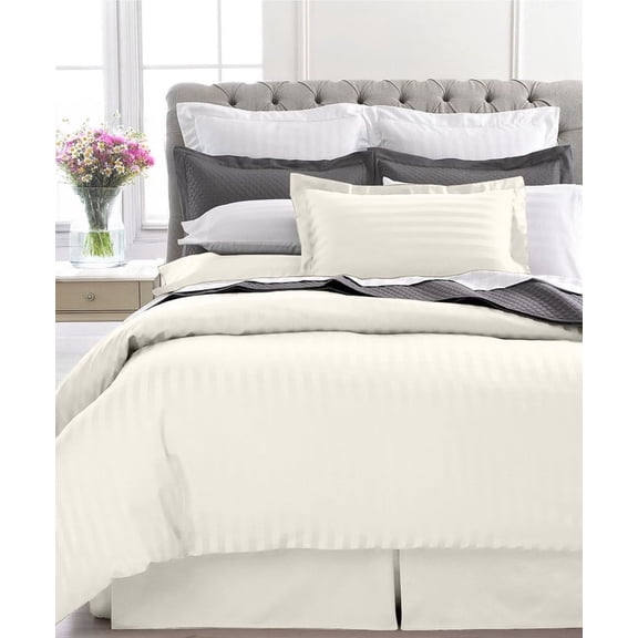 Home Design 1800 Series Luxurious Hotel Stripe Sheet Sets (California King, Ivory)