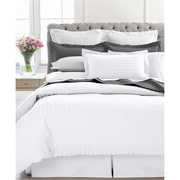 Home Design 1800 Series Luxurious Hotel Stripe Sheet Sets (California King, White)