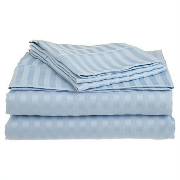 Home Design 1800 Series Luxurious Hotel Stripe Sheet Sets (Full, Blue)
