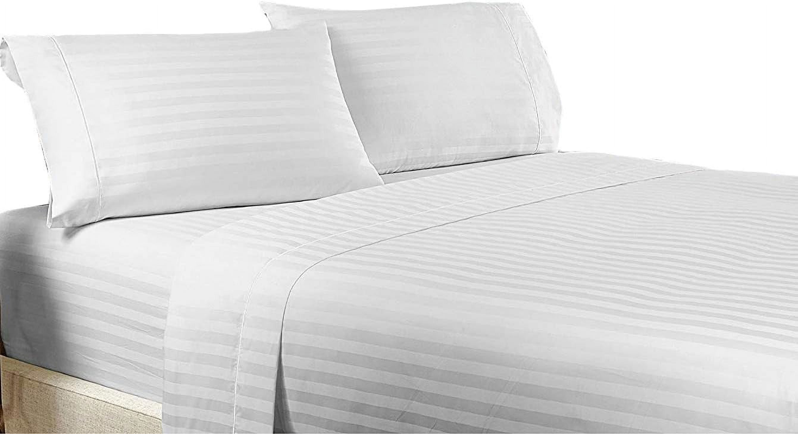 Home Design 1800 Series Luxurious Hotel Stripe Sheet Sets(King, White