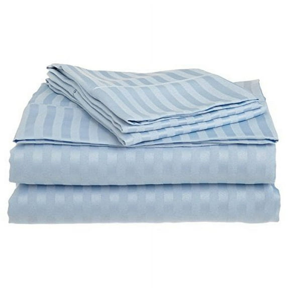 Home Design 1800 Series Luxurious Hotel Stripe Sheet Sets (Queen, Blue)